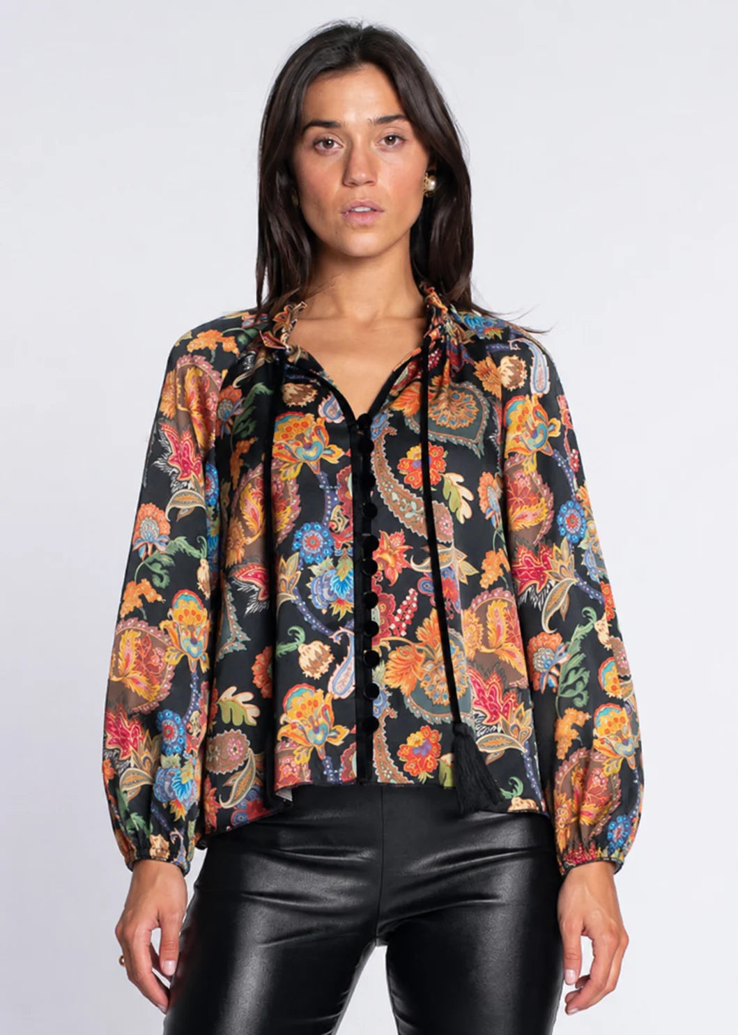 Elizabeth James Long-Sleeve Kit Top - Paisley