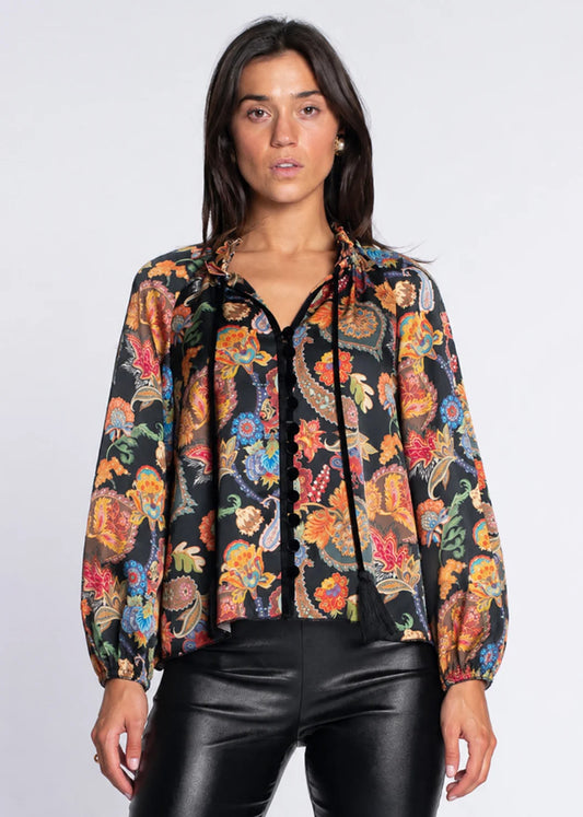 Elizabeth James Long-Sleeve Kit Top - Paisley