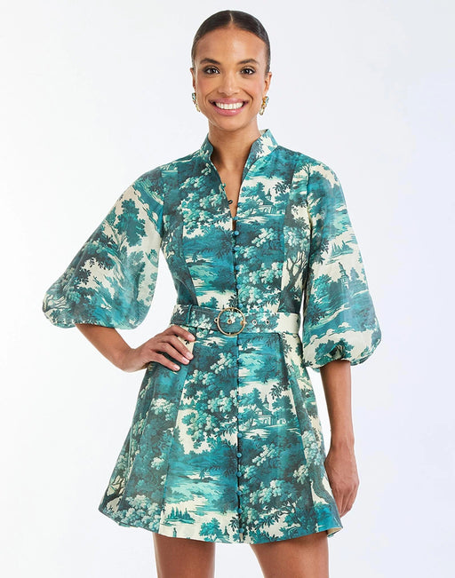 Mestiza Valencia Mini Dress - Ceramic Toile