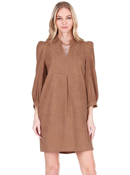 Joy Joy Corduroy Front Yoke Dress - Coco