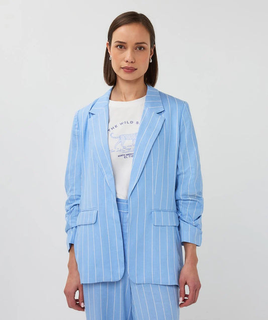 Esqualo Linen Blazer - Pacific Blue Stripe