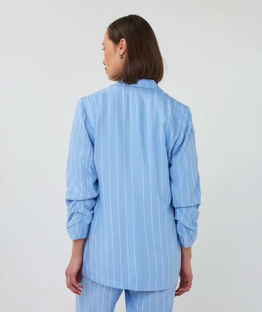 Esqualo Linen Blazer - Pacific Blue Stripe