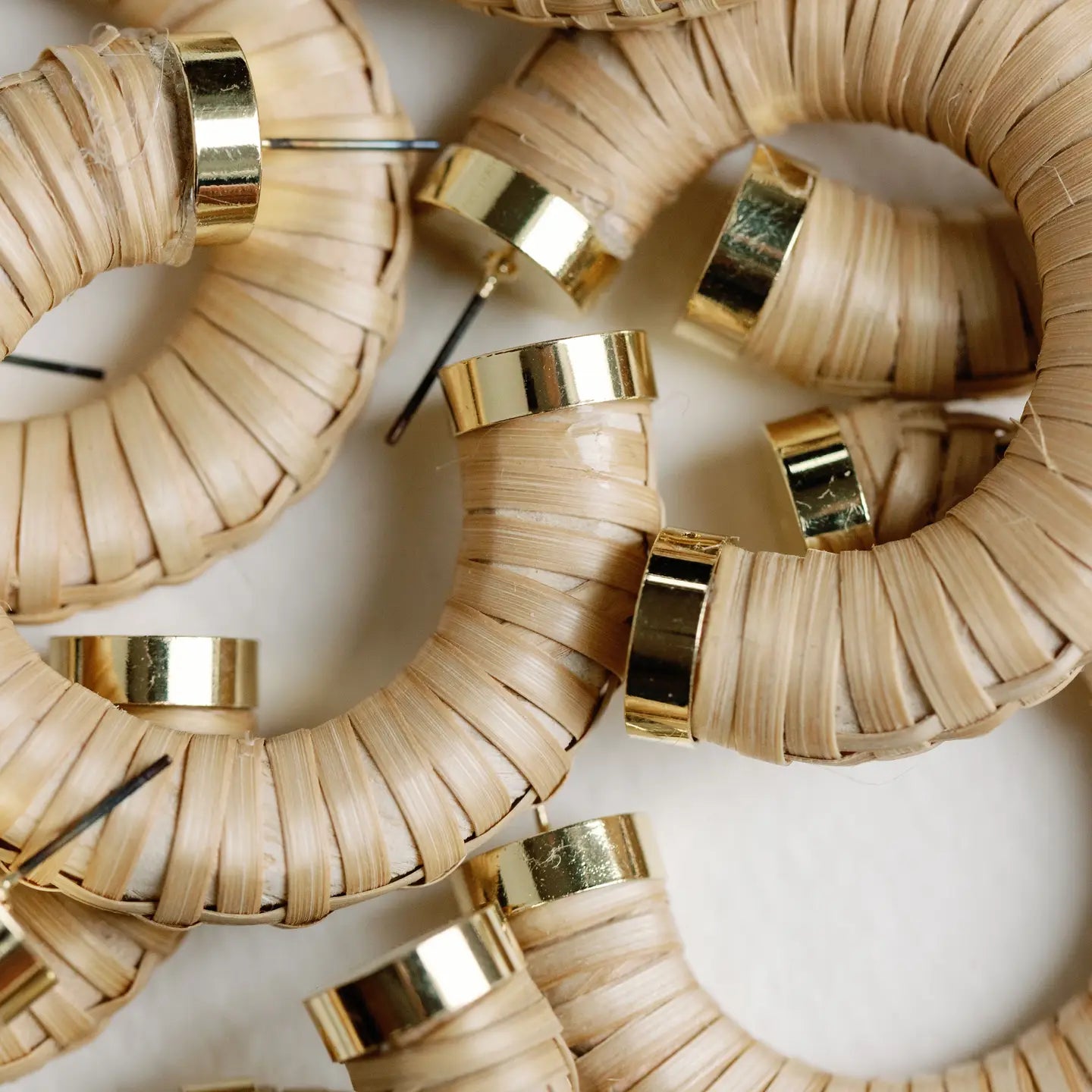 St Armands Rattan Wrapped Statement Hoop Earrings