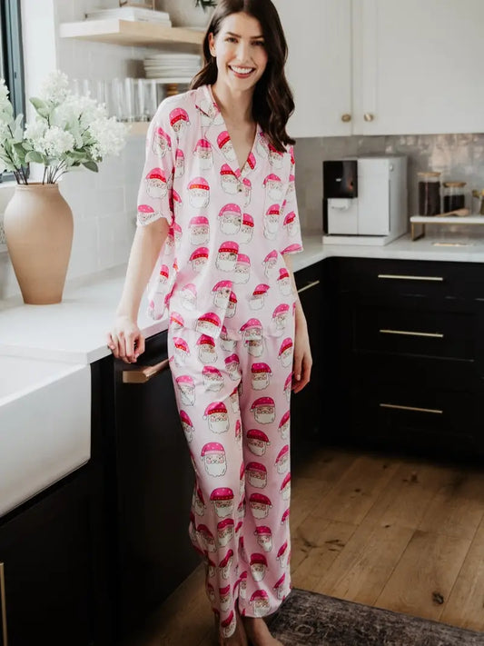 Santa Christmas Pajamas - Light Pink