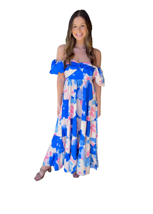 EAB Favorites Floral Bubble Sleeve Maxi Dress