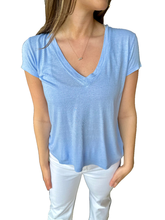 Stark V-Neck Jersey Tee - Periwinkle