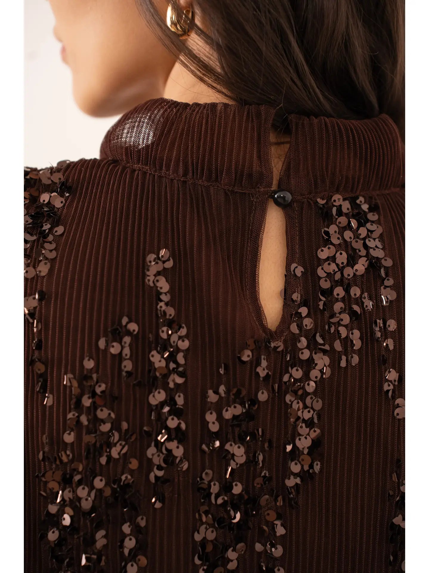 Sequin Tank Top - Chocolate Brown