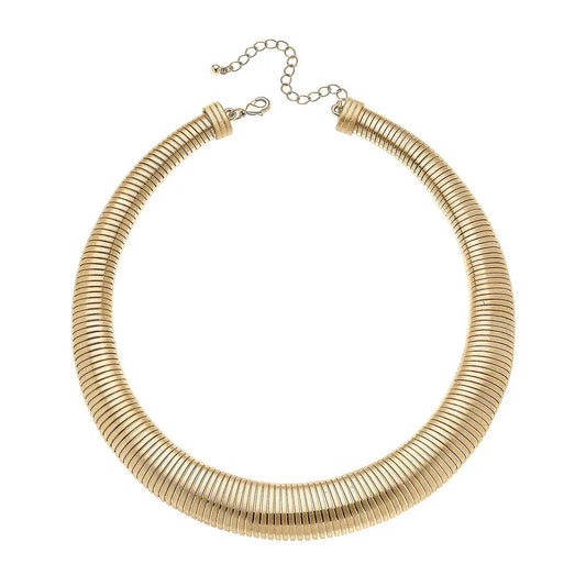 Ramona Watchband Collar Necklace - Satin Gold
