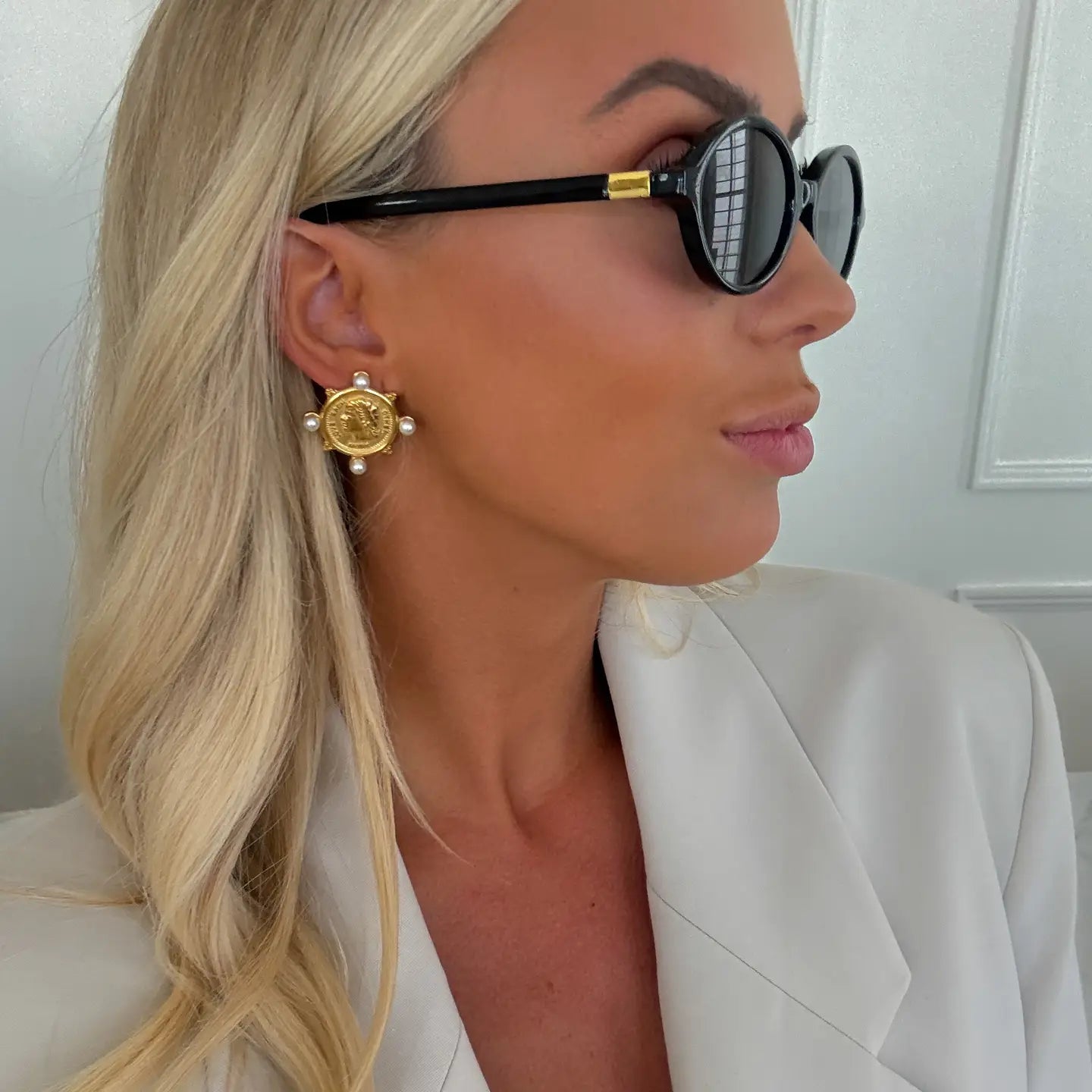 Chan Sutt Pearl Coin Earrings