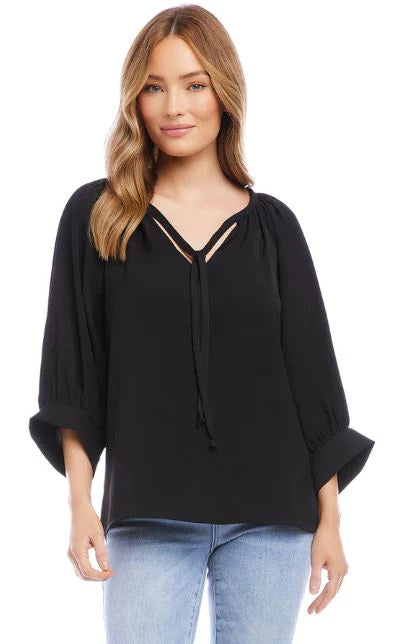 Karen Kane Blouson Sleeve Top - Black