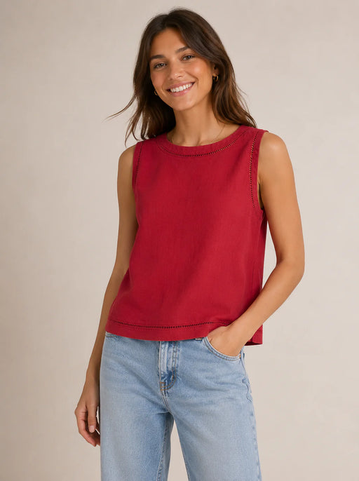 KUT Joanne Sleeveless Crop Top - Red
