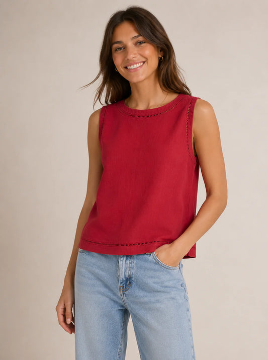 KUT Joanne Sleeveless Crop Top - Red