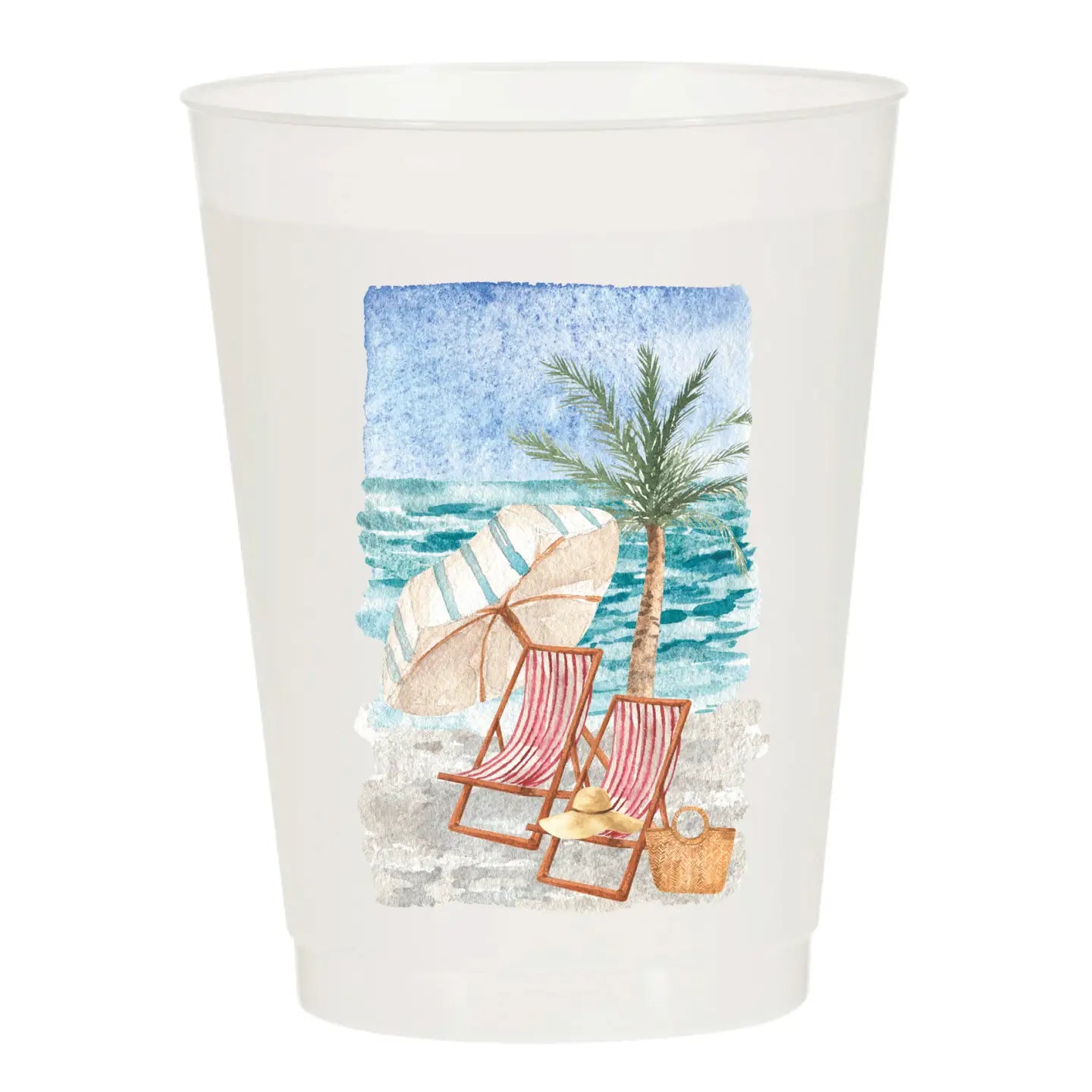 Watercolor Beach Frosted Cups - 6 Cups