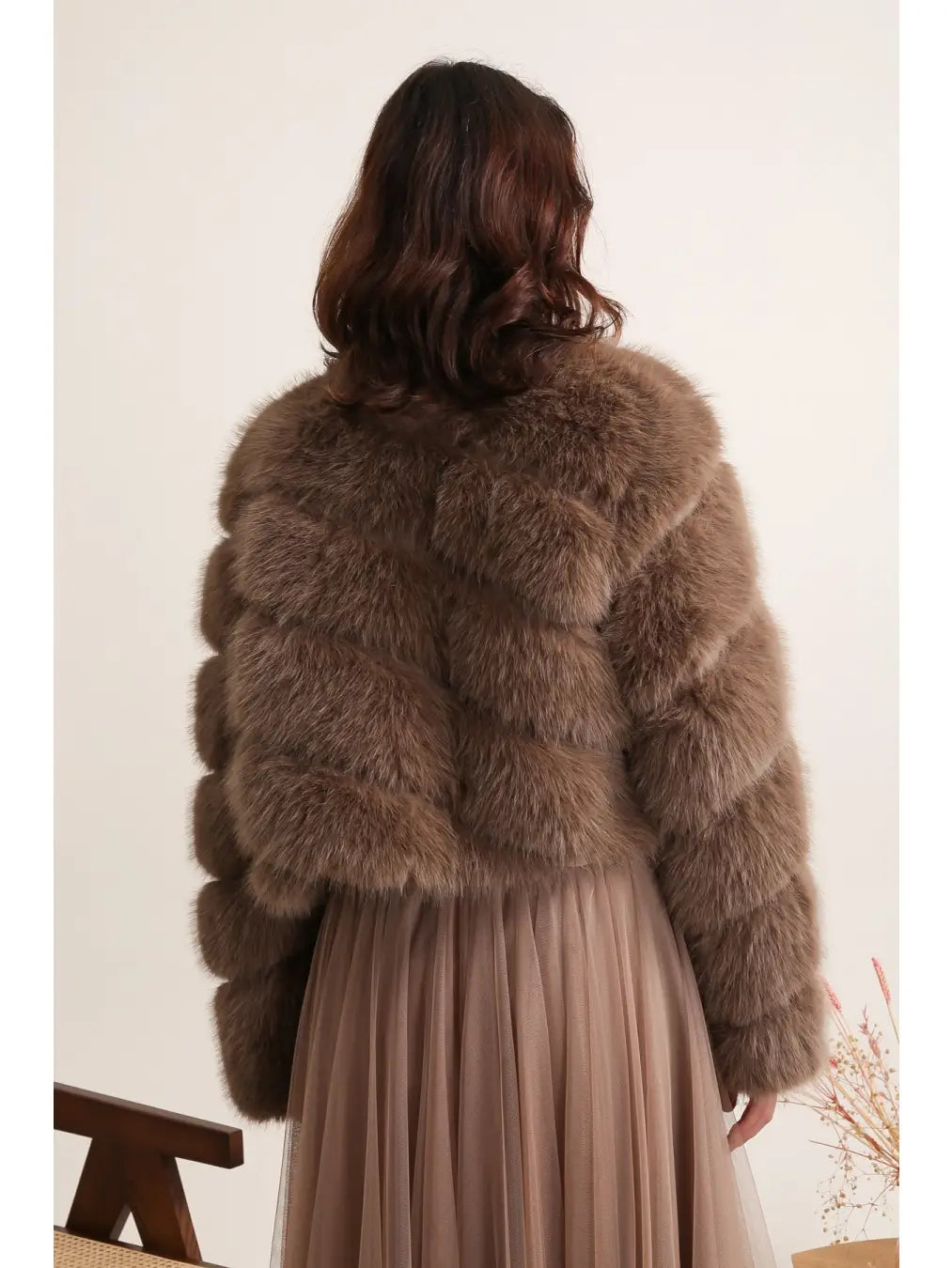 Paula Short Faux Fur Jacket - Dark Taupe