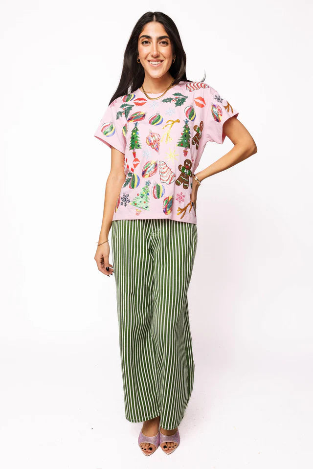 Queen of Sparkles Pink Christmas Tee