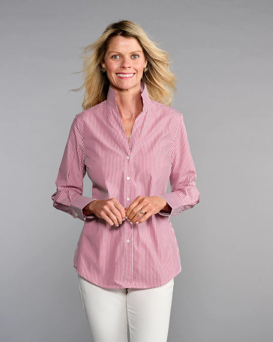 The League Shirt - Bordeaux Stripe