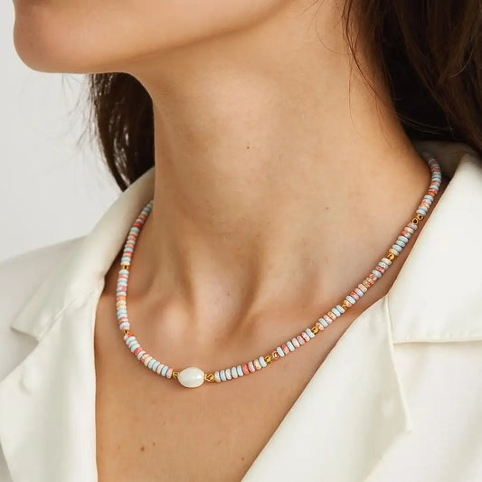 EAB Favorites Swank Boho Beaded Pearl Necklace - Multi Color