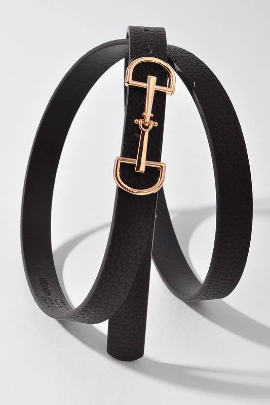 D Ring Horse Bit Buckle Skinny Belt