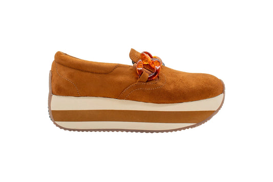 Harding Chain Platform Slip-Ons - Tan
