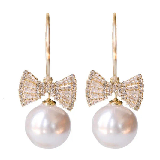 St Armands Bow Tie Pearl Drop Earrings