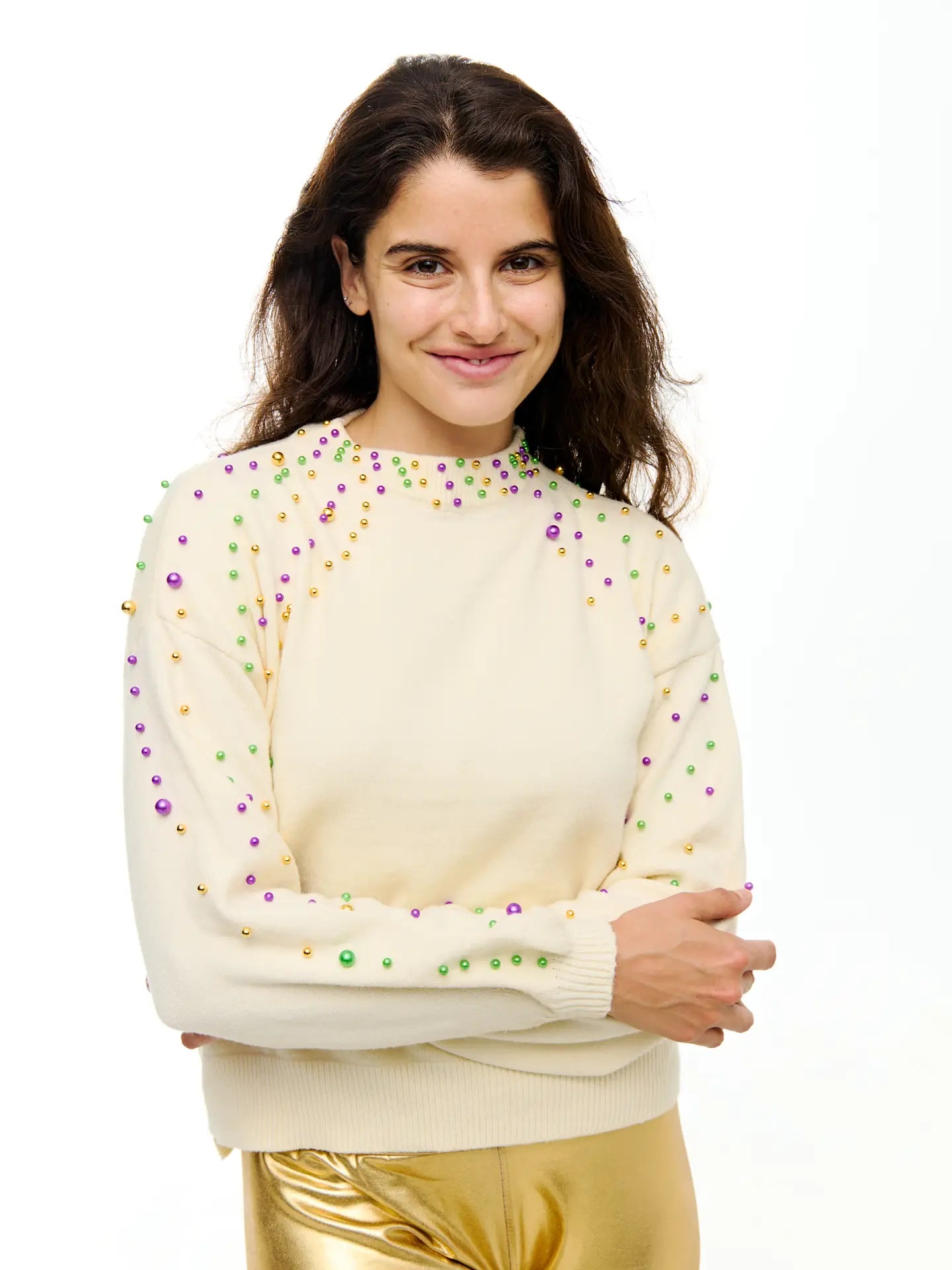 Mardi Gras Pearl Sweater