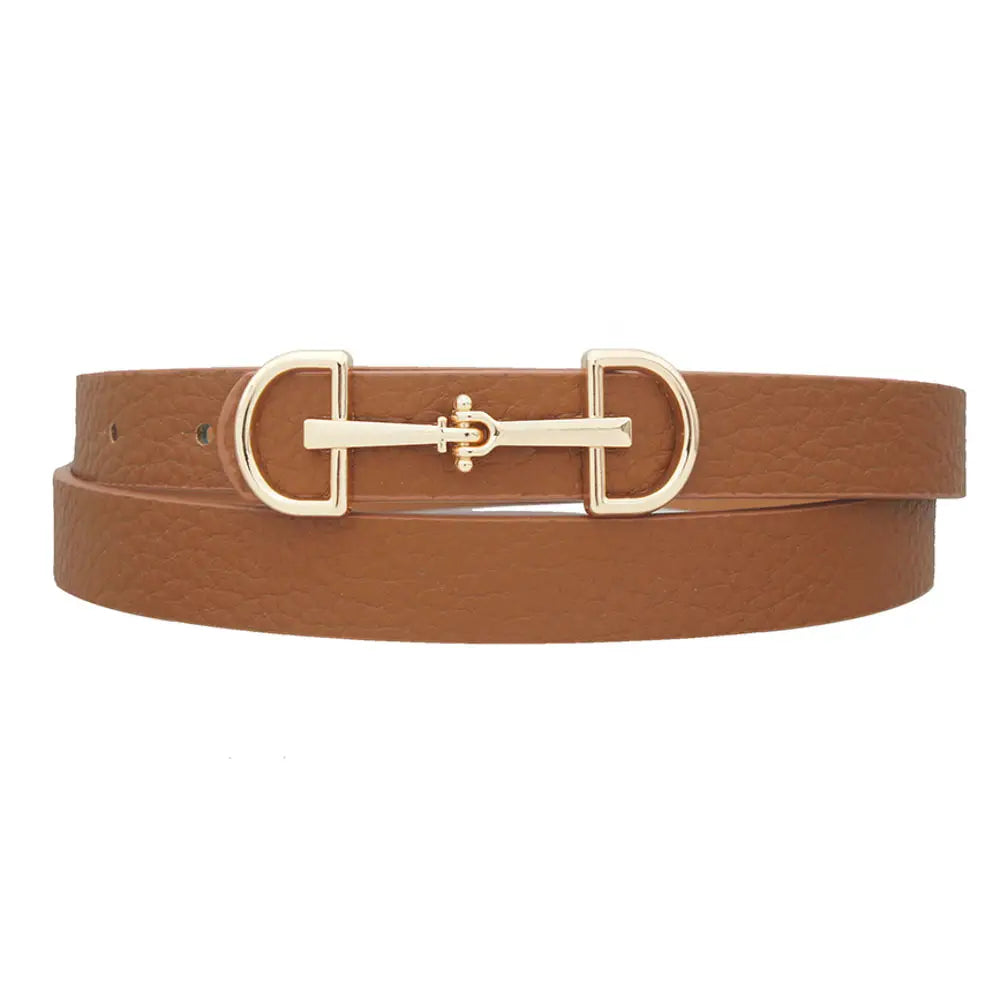 D Ring Horse Bit Buckle Skinny Belt