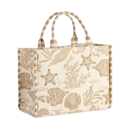 Coastal Jacquard Tote - Beige