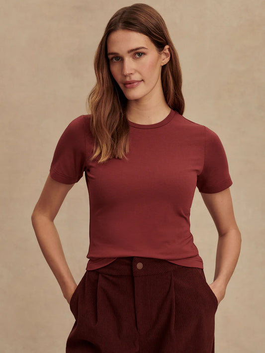 Varley Regina Fitted Tee - Maroon