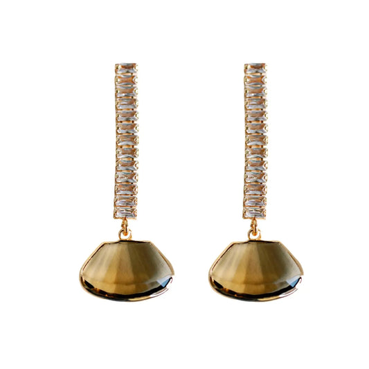 St Armand's Brown Swing Diamond Drop Statement Earrings