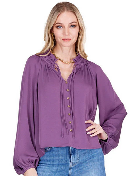 Joy Joy Peasant Top - Mulberry