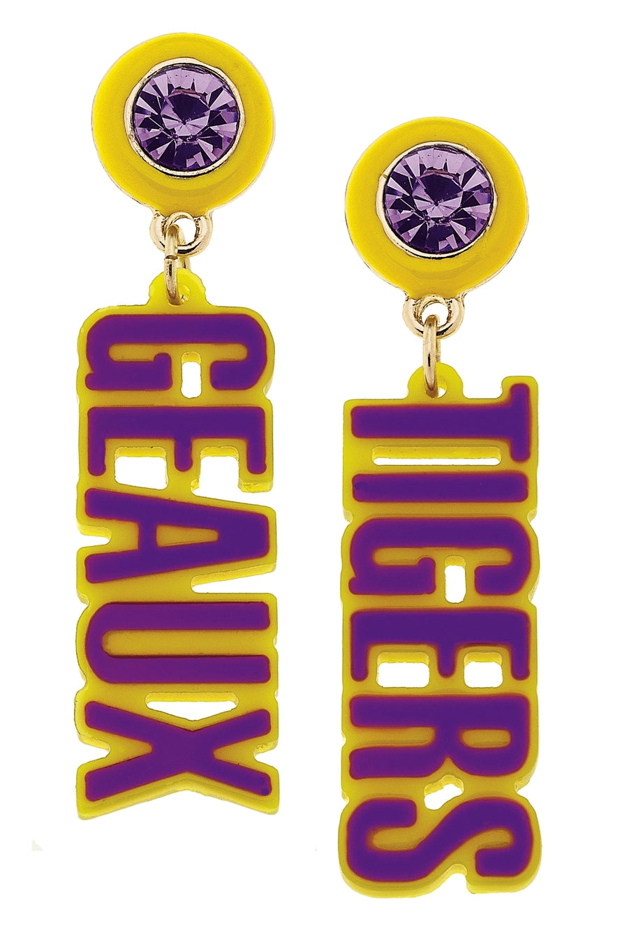 EAB Favorites LSU Tigers Resin Block Letter Earrings - Purple