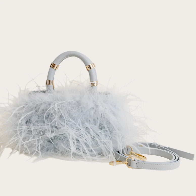 J. Lowery Emily Feather Bag- Dove Blue