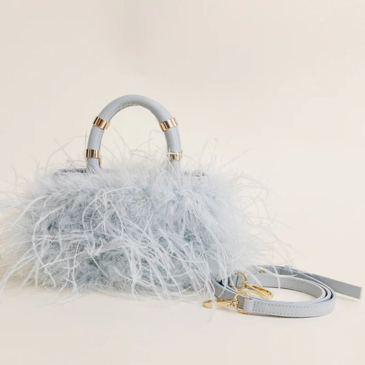 J. Lowery Emily Feather Bag- Dove Blue