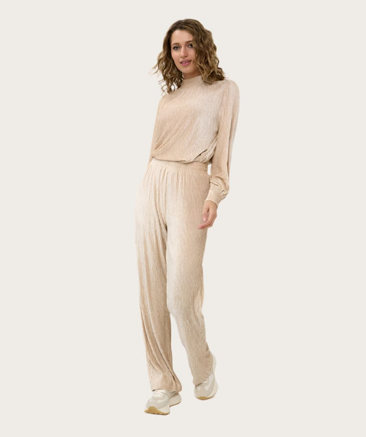 Esqualo Crinkled Velvet Trouser Sand