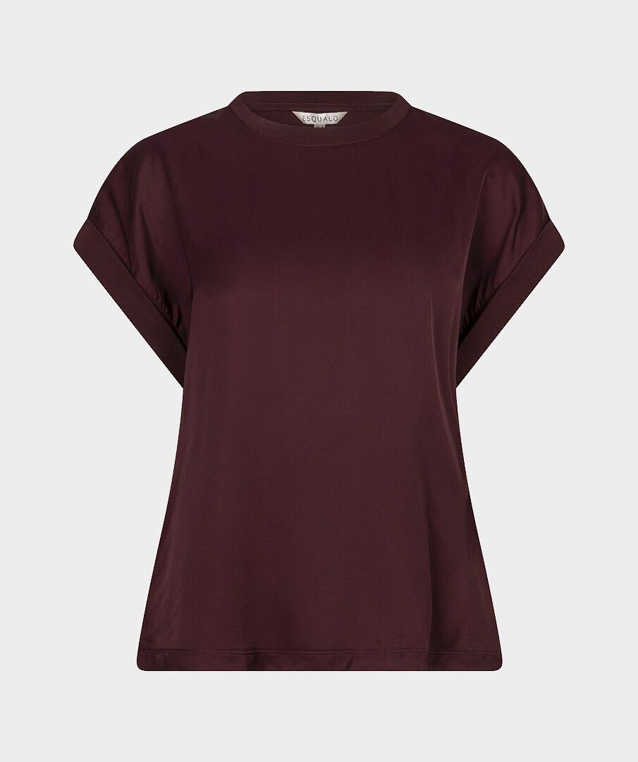 Esqualo Mixed Media Top with Turn-Up Cuff