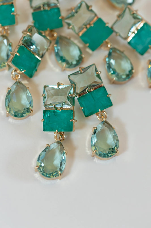 St Armand's Turquoise Ombre Gem Drop Statement Earrings