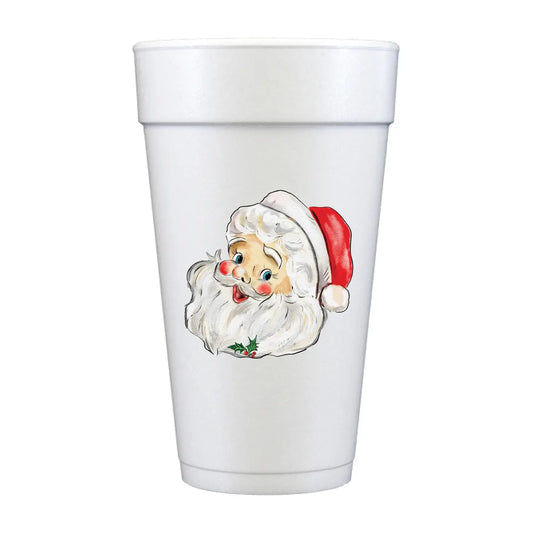 Jolly Santa Christmas Full Color Foam Cups - 10 Cups