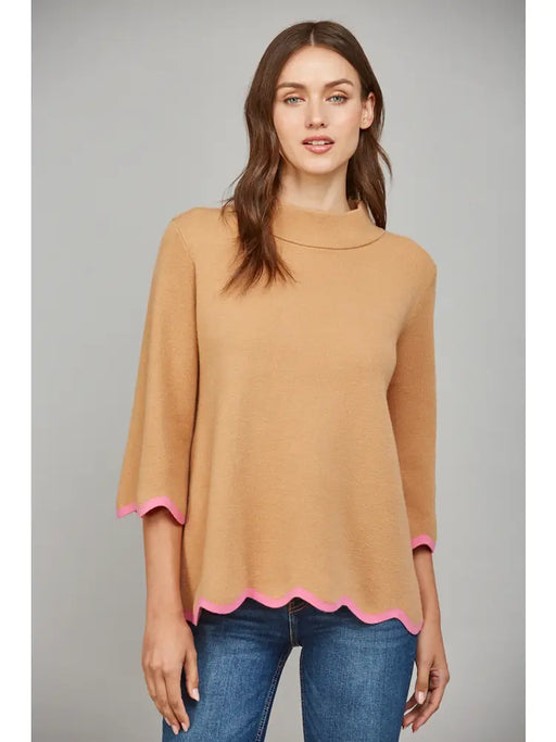 EAB Favorites Scallop Edge Mock Neck Sweater