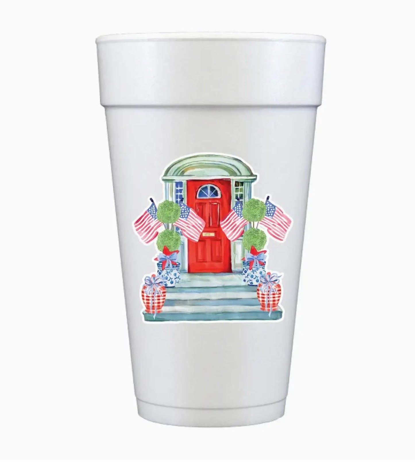 Patriotic Front Porch Full Color Foam Cups