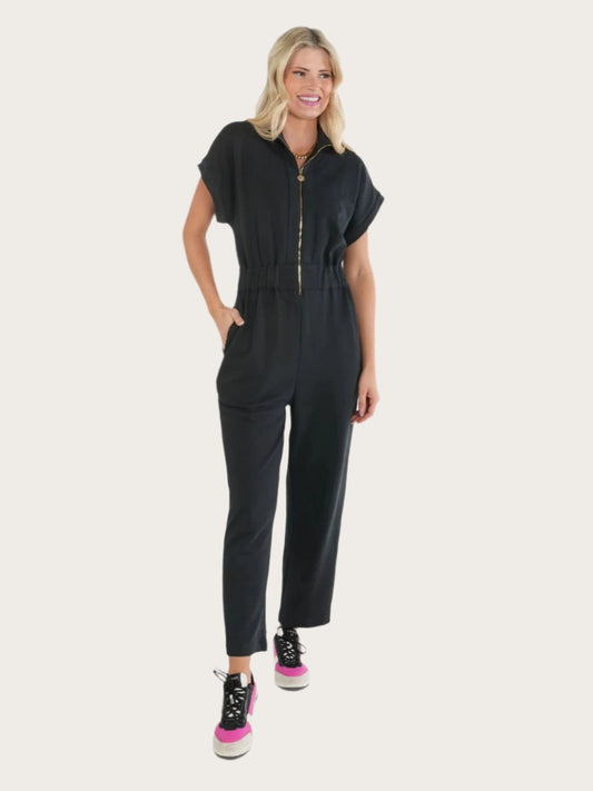 Emily McCarthy Poppy Jumpsuit- Black French Terry