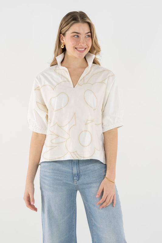 Emily McCarthy Poppy Top - Beige Bloom