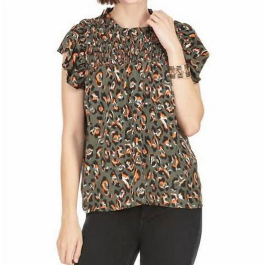Joy Joy Leopard Smocked Top