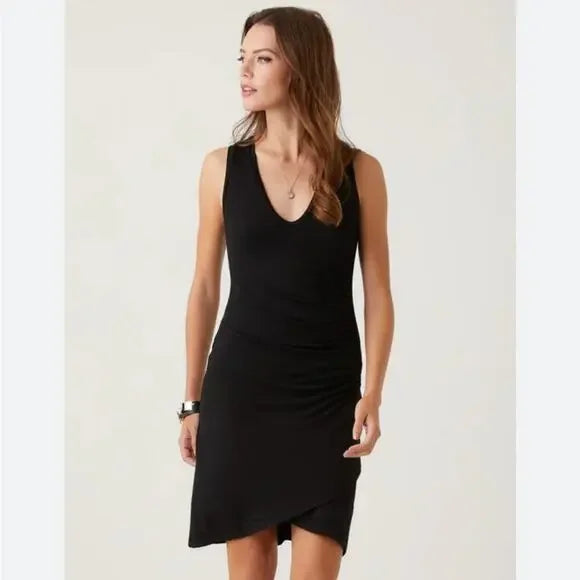 Fifteen Twenty V Neck Side Shirred Dress Black