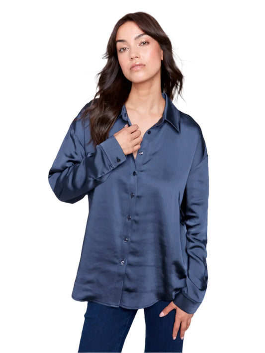 Charlie B Long Sleeve Button Up Shirt with Sleeve Tab