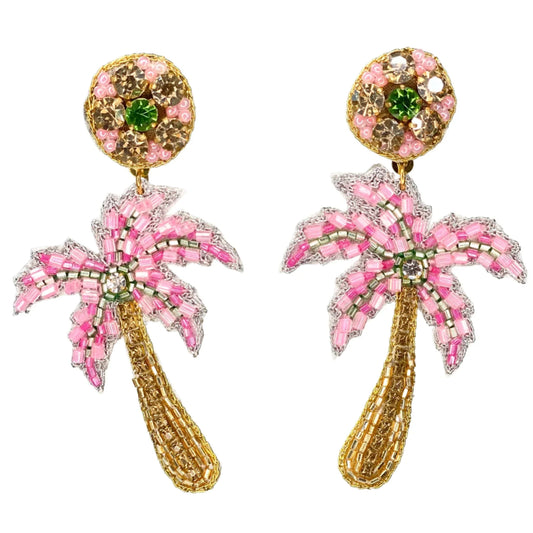 Las Brisas Pink Palm Earrings