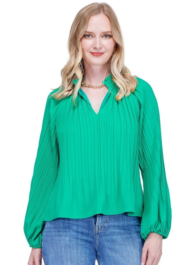 Jade Pleaty Peasant Top - Caribbean
