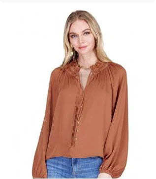 Joy Joy Peasant Top - Rum