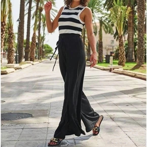 Esqualo Overlap Wide Crinkle Trousers