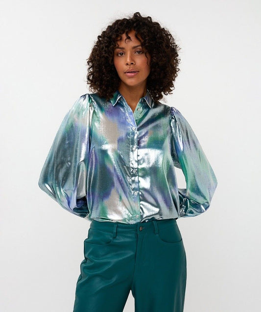 Esqualo Metallic Blouse - Faded Vibrance