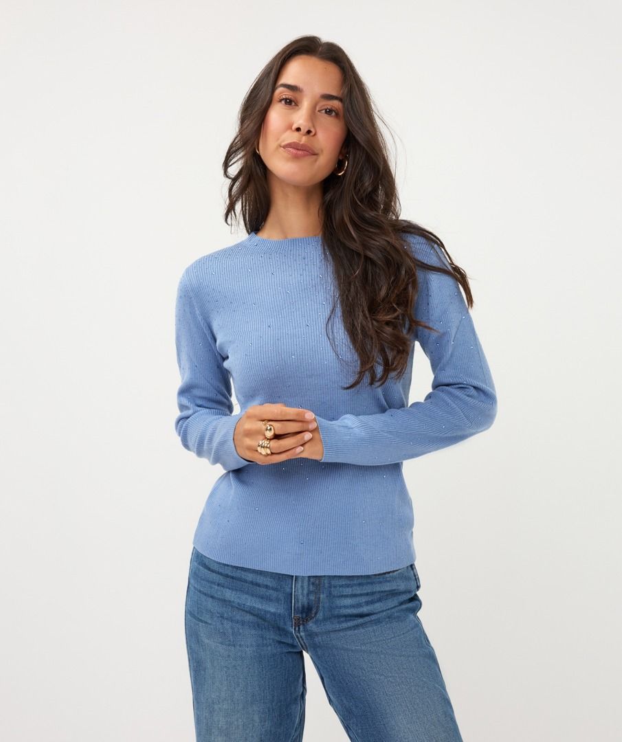 Esqualo Crystal Stud Top - Dark Sky Blue